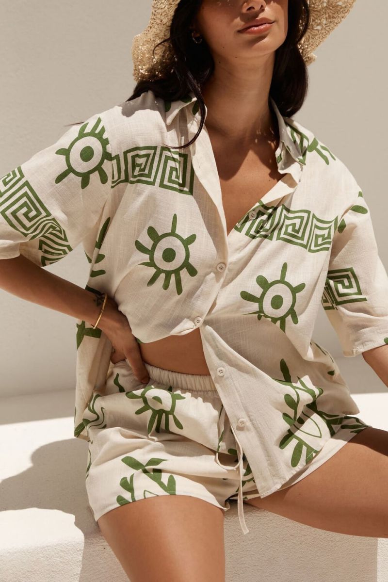 Holiday Fun Print Loose Shorts Two-Piece Set