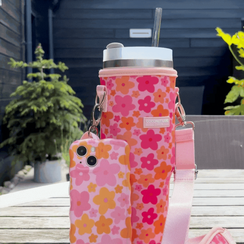 Tumbler Carry Case - Pink & Orange Bloom