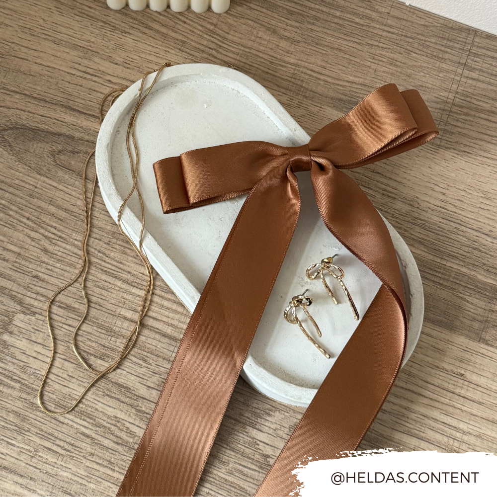 Ribbon Bow Clip - Brown