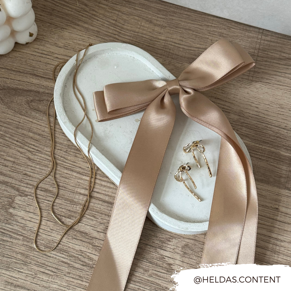 Ribbon Bow Clip - Caramel Nude