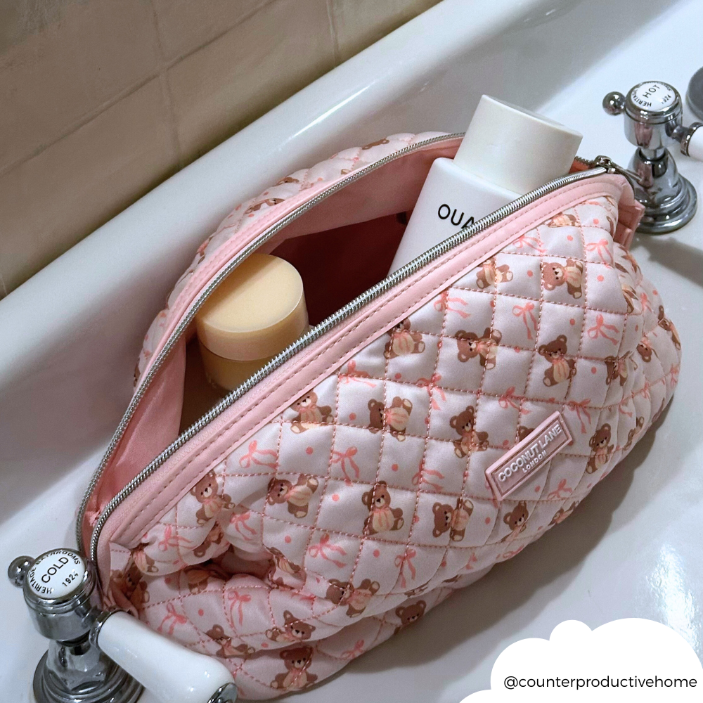 Genişletilebilir Makyaj Çantası - Kapitone Thea Teddy