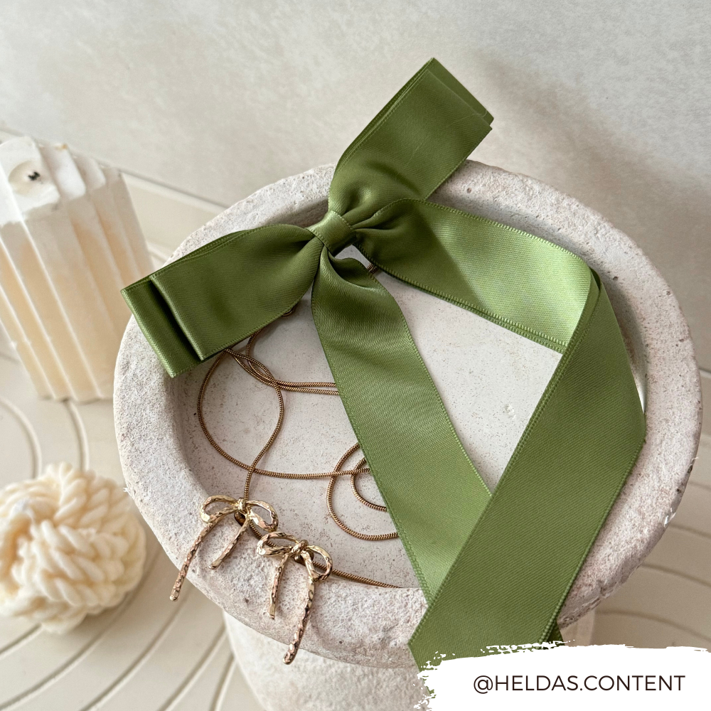 Ribbon Bow Clip - Chic Khaki