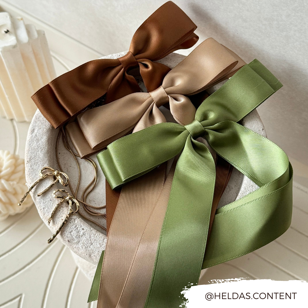 Ribbon Bow Clip - Chic Khaki