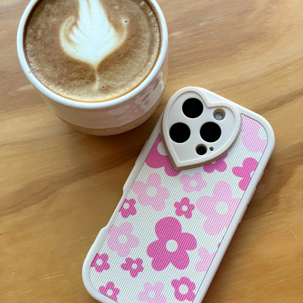 Flower Power Ribbed Heart Camera Phone Case