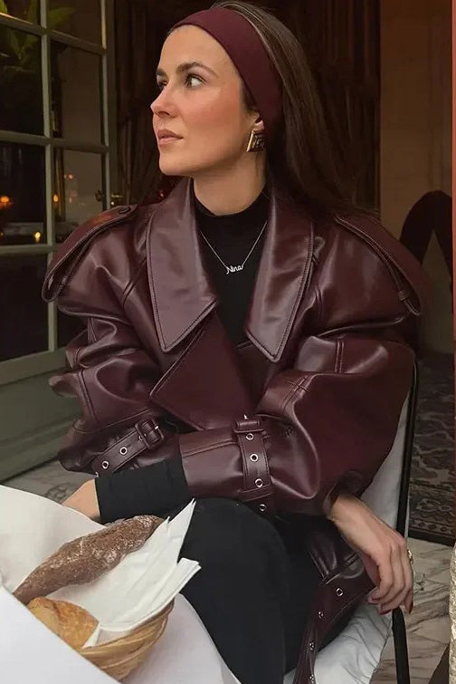 British Moto Cropped Leather Jacket