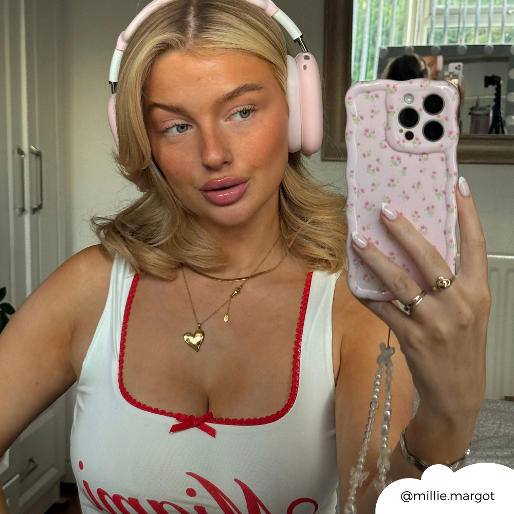 Dalgalı Telefon Kılıfı - Minik Çiçekli Pembe