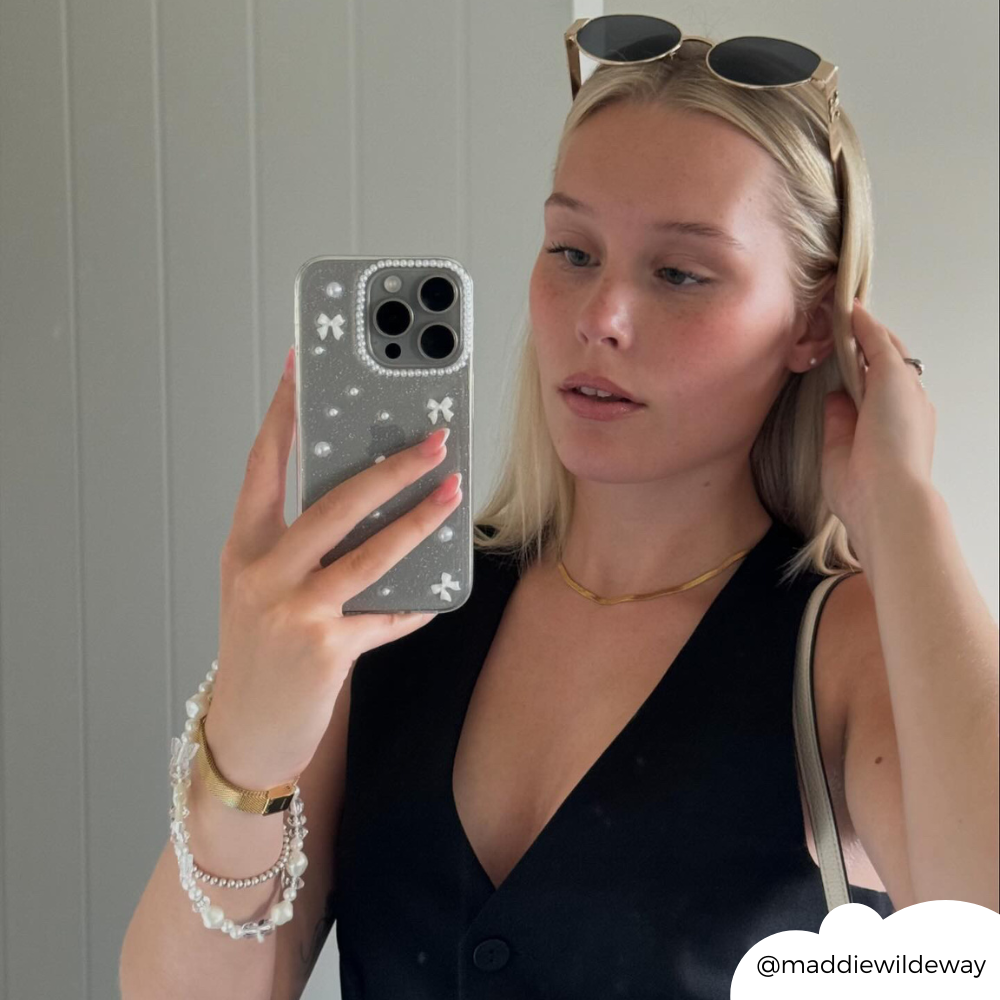 Mini Beyaz Kurdeleli Telefon Kılıfı