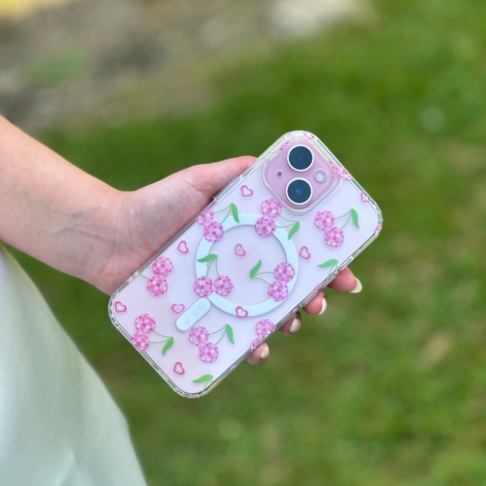 Şeffaf MagSafe® Telefon Kılıfı - Disko Kirazları