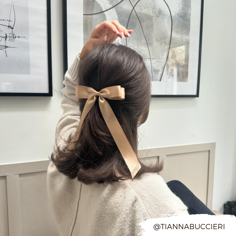 Ribbon Bow Clip - Caramel Nude