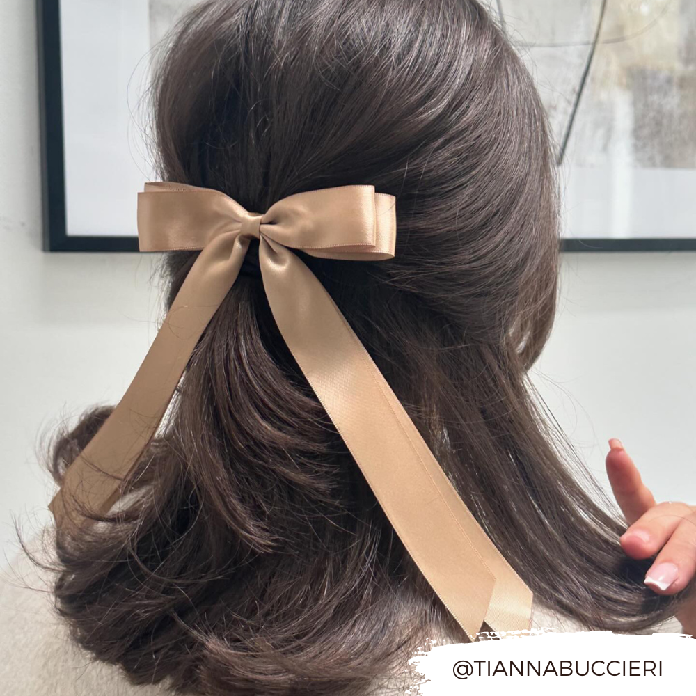 Ribbon Bow Clip - Caramel Nude