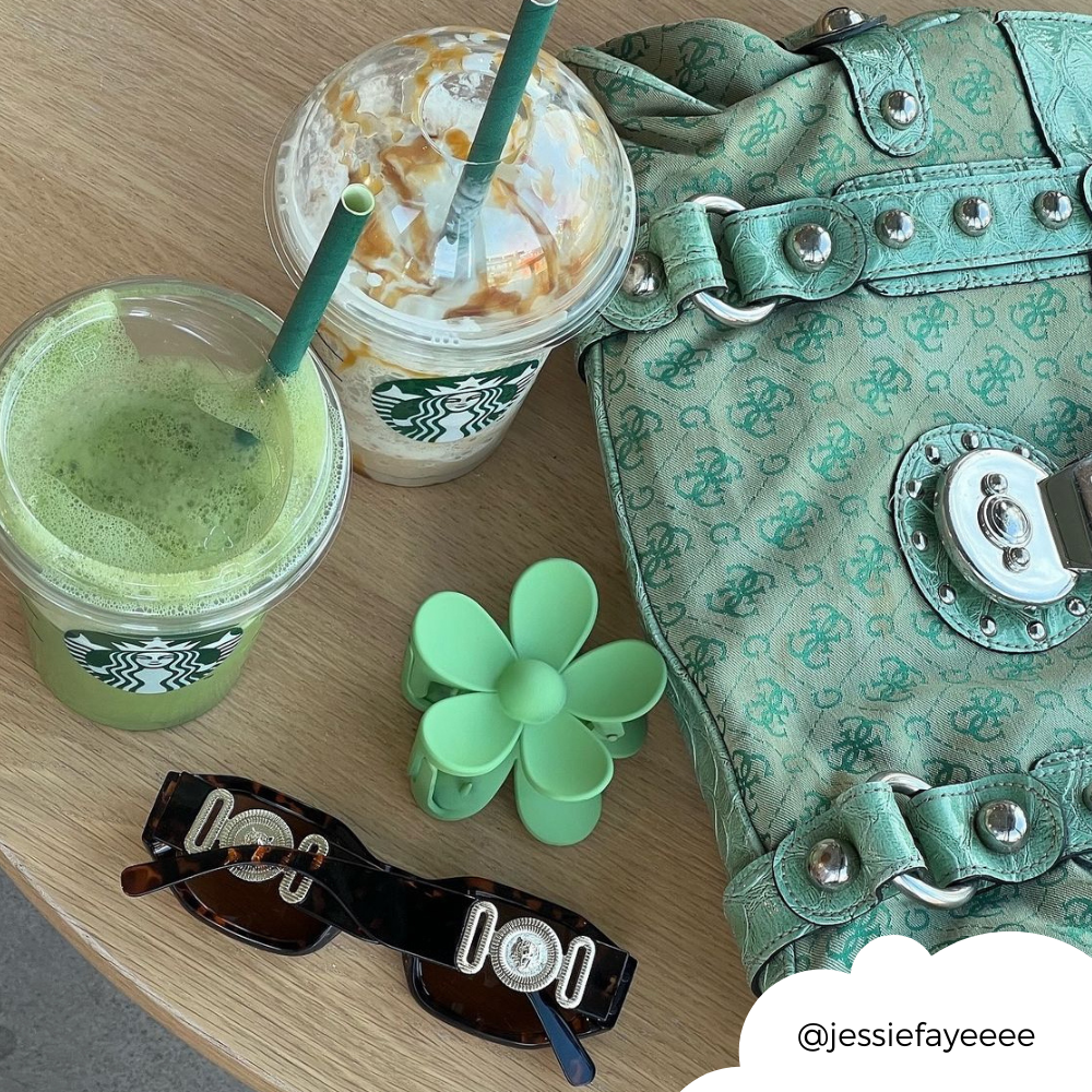 Çiçek Şekilli Klips - Yeşil