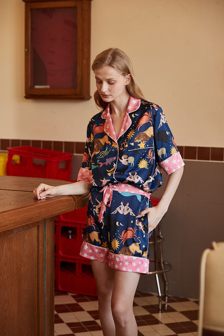 Blue Constellation Shorts Pajama Set