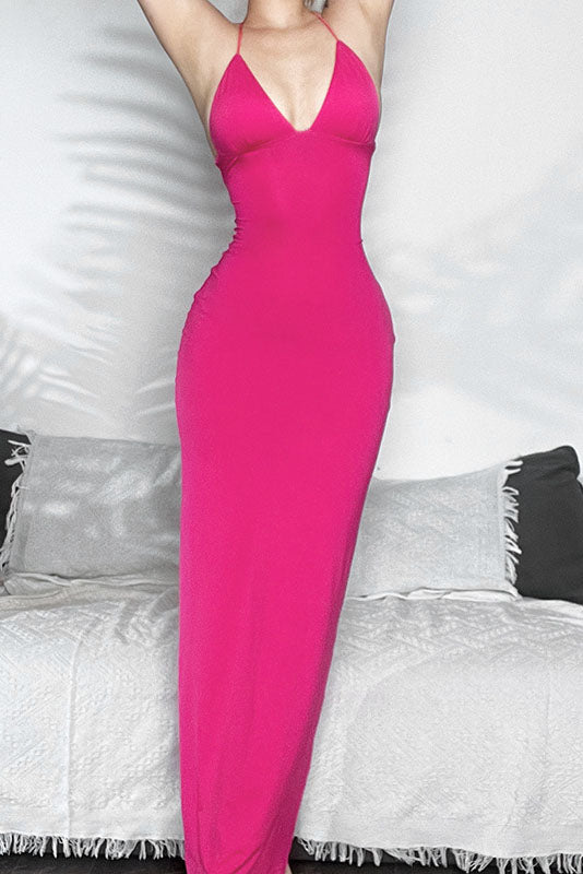 Chic Tie-Back Fitted Midi Dress