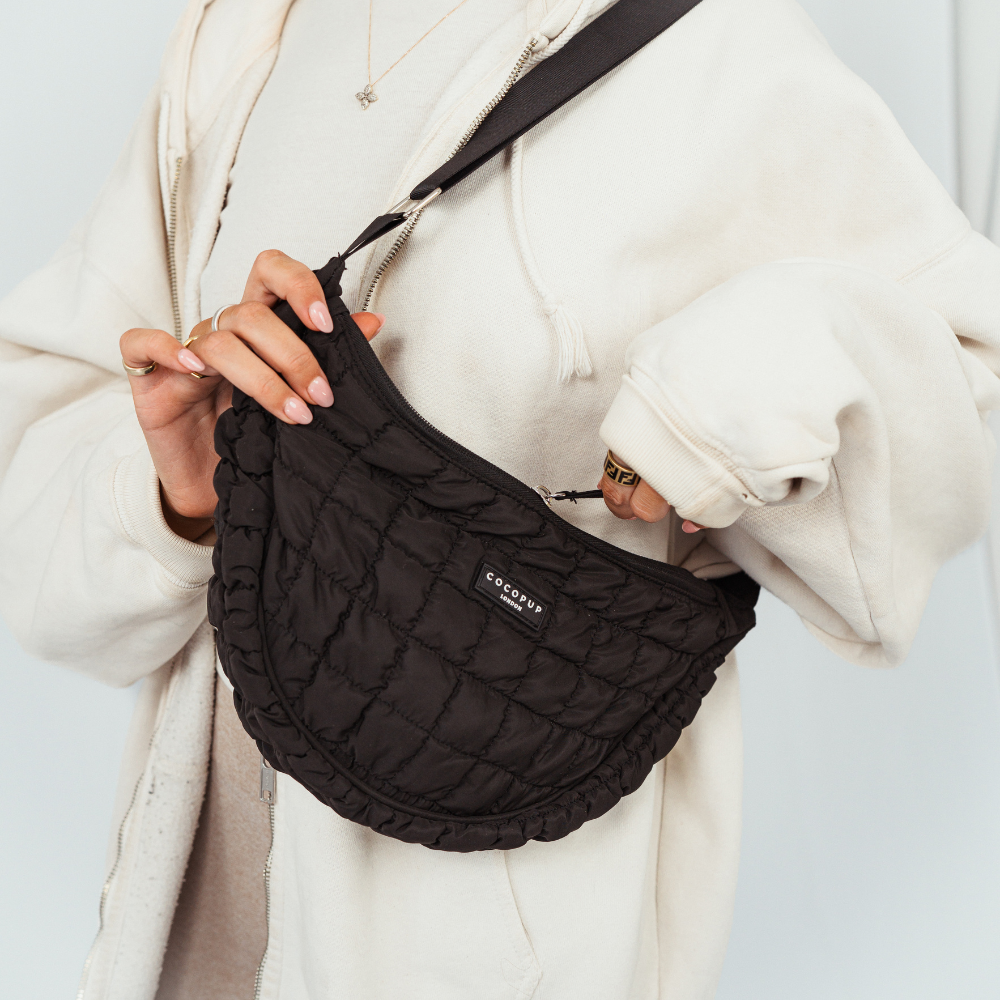 Çapraz Askılı Hilal Şekilli Köpek Gezdirme Çantası Seti - Onyx