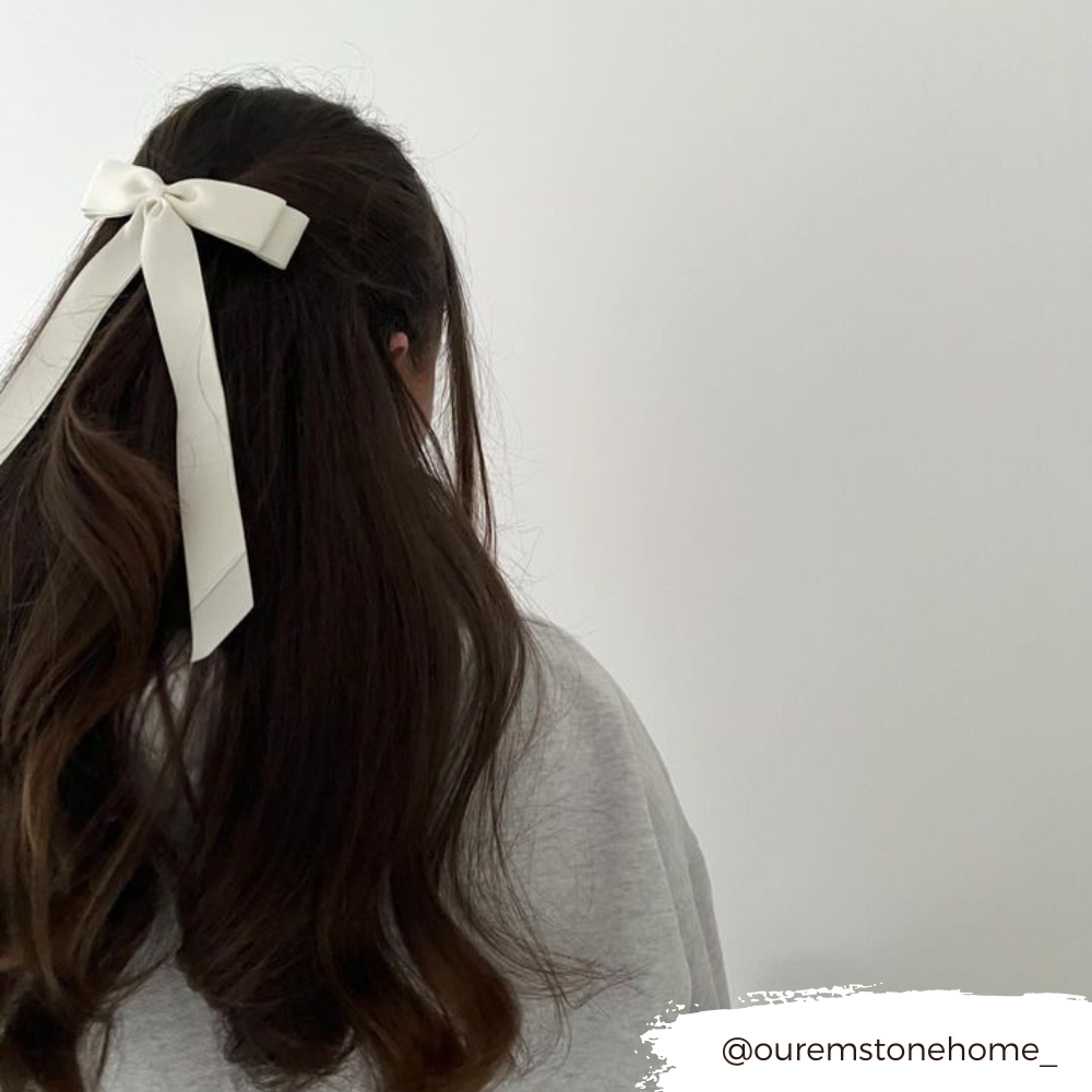 Ribbon Bow Clip - Almond Cream