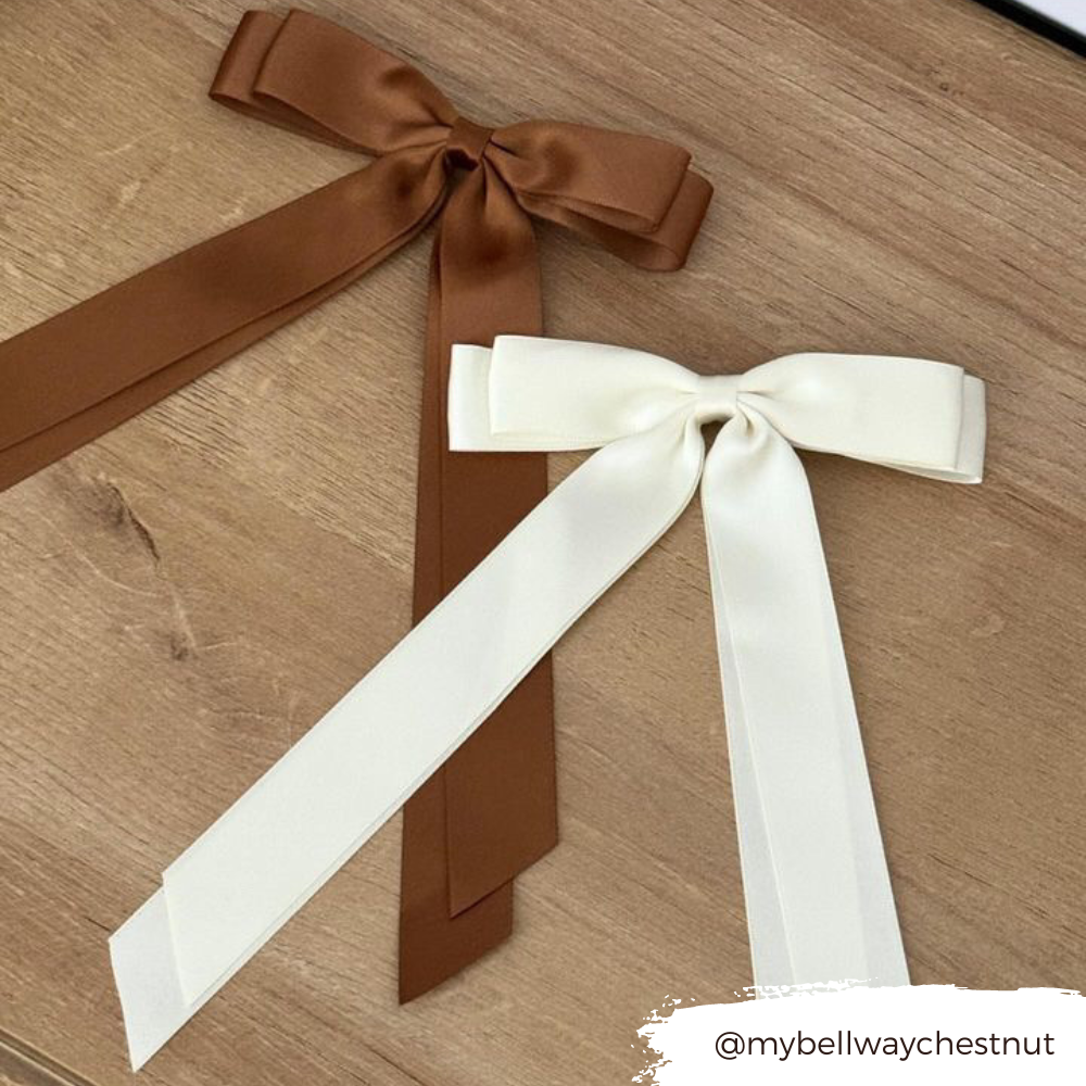 Ribbon Bow Clip - Brown