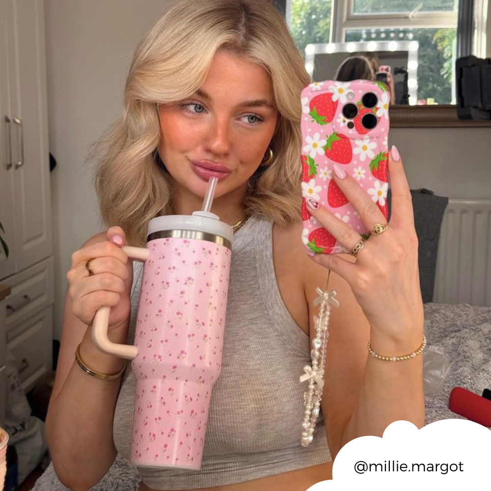 Stainless Steel Tumbler - Ditsy Floral Pink