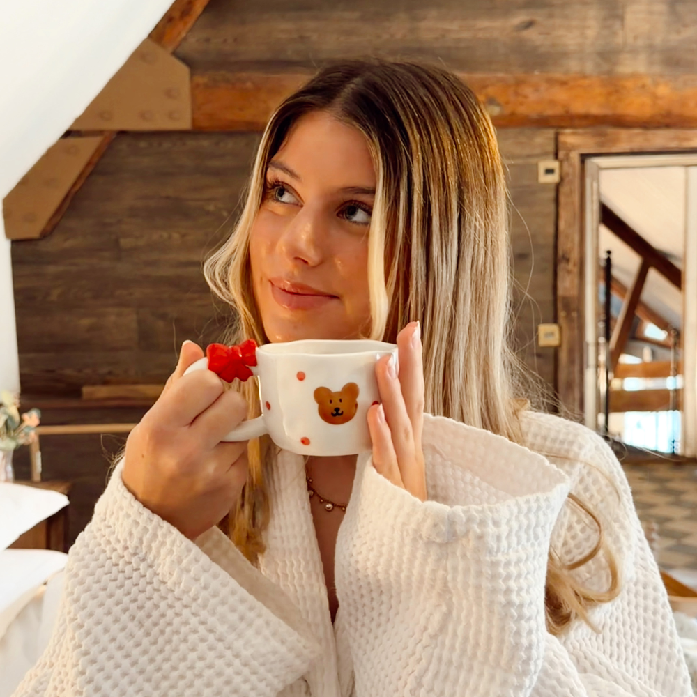 Ayıcık Temalı Sevimli Kupa ve Tost Tabağı Seti