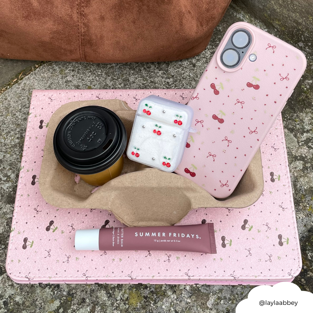 Ditsy Bows & Cherries Pink iPad Case