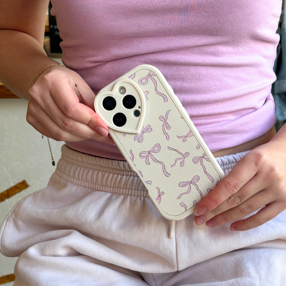Bowtifully Ribbed Heart Camera Phone Case