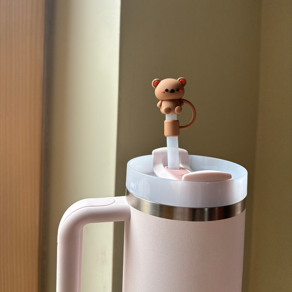 Teddy Bear Straw Cover