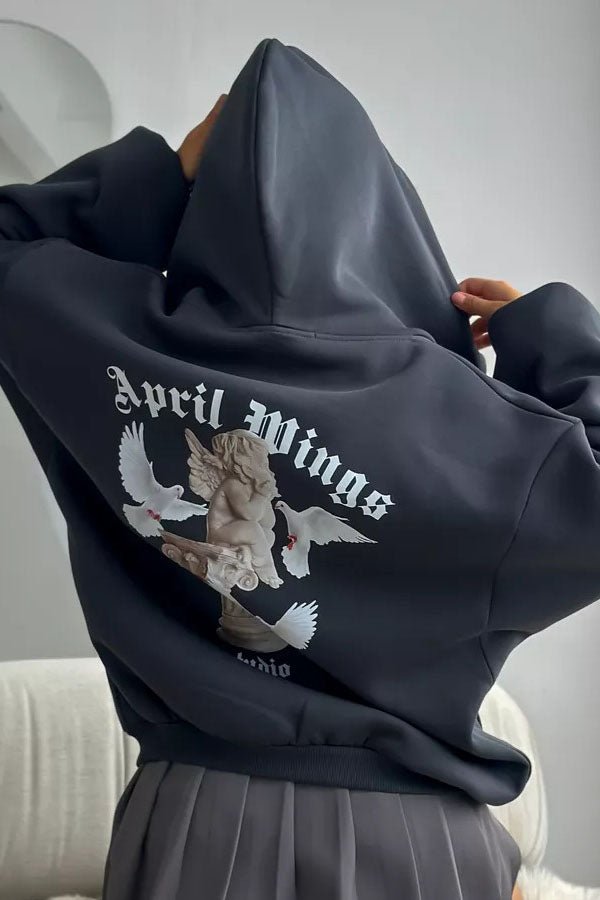 Angel Wings Print Hoodie