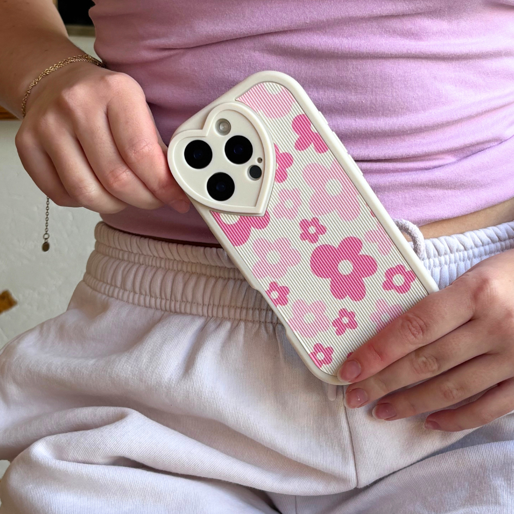 Flower Power Ribbed Heart Camera Phone Case