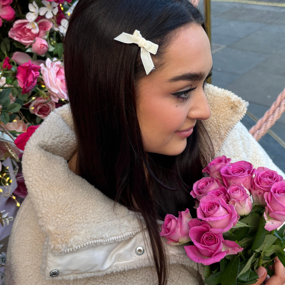 Şampanya Rengi Mini Kurdeleli Saç Tokaları