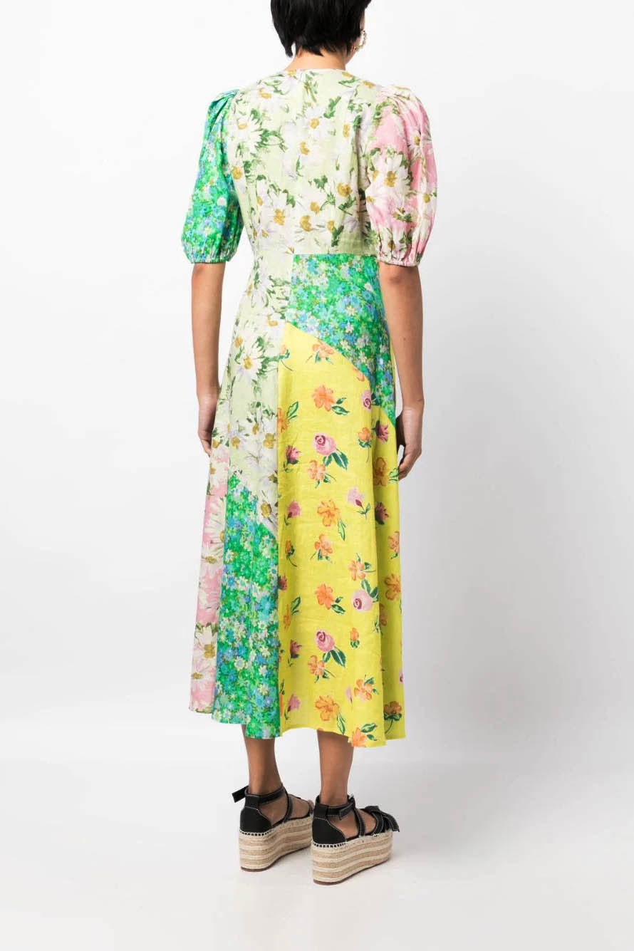 Graffiti Print Puff Sleeve Dress