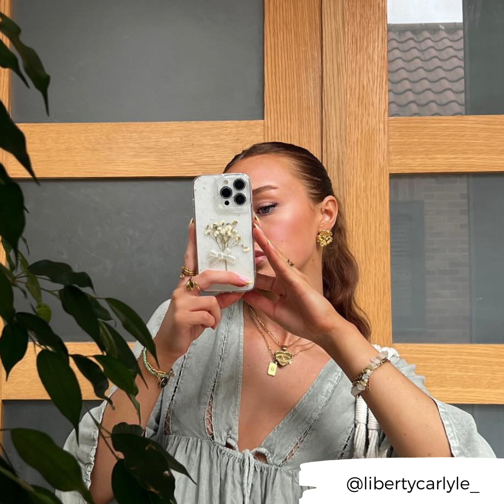 Kurutulmuş Çiçekli Şeffaf Telefon Kılıfı