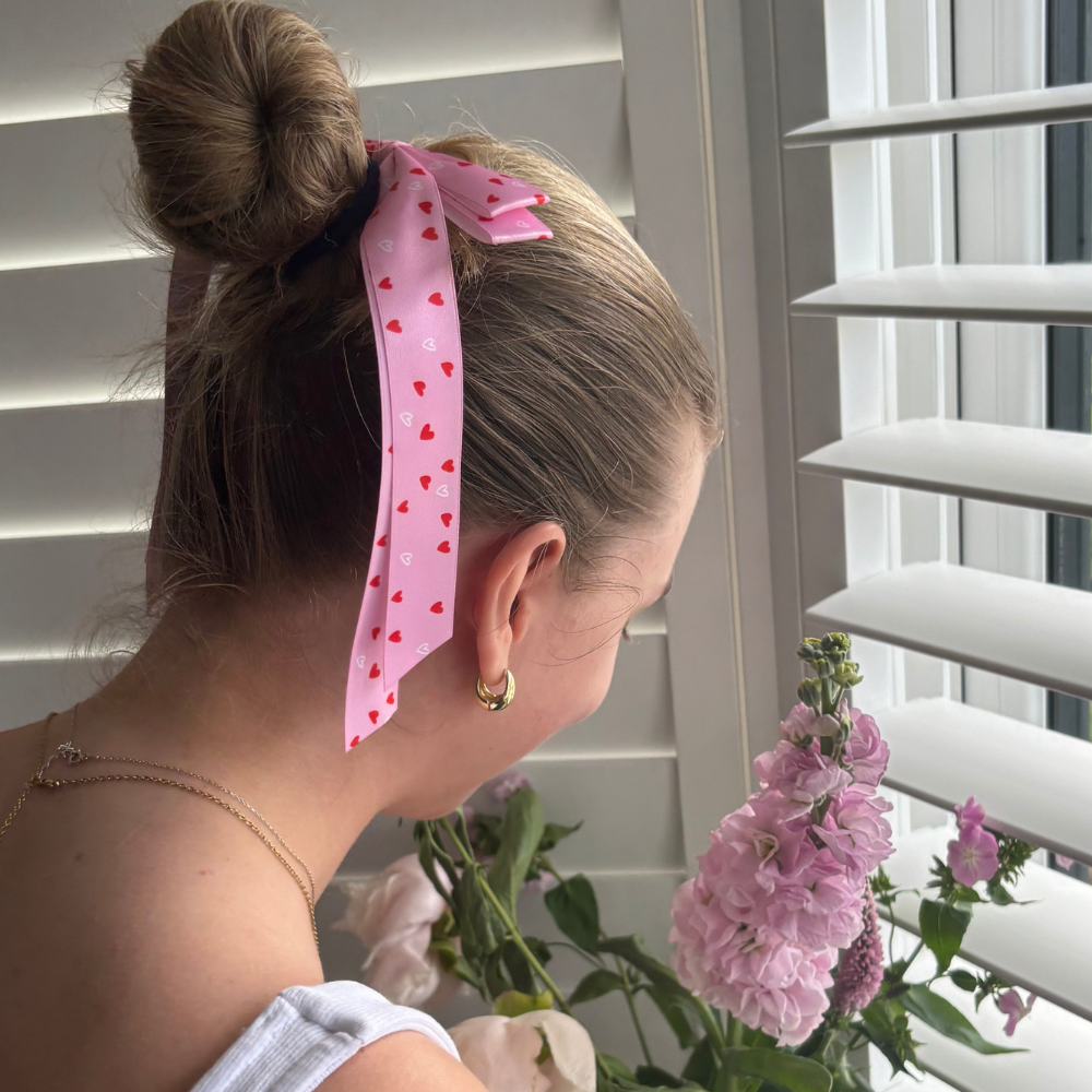 Ribbon Bow Clip - Cute Hearts