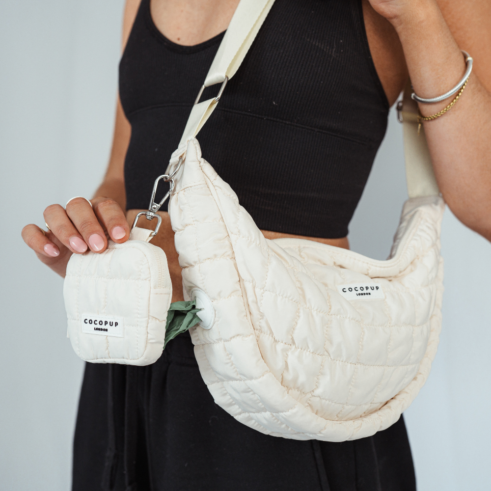 Çapraz Askılı Hilal Şekilli Köpek Gezdirme Çantası Seti - Bulut