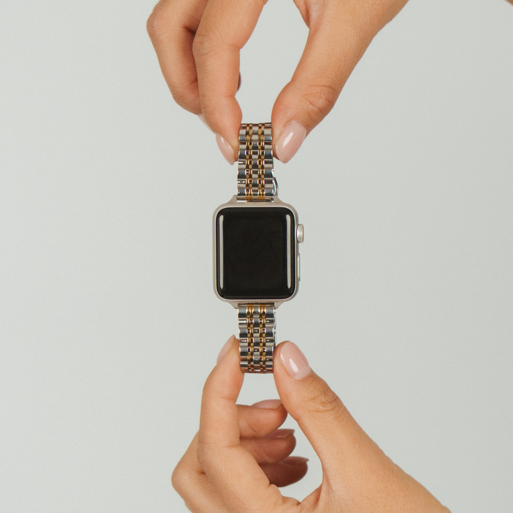 Slim Stainless Steel Apple Watch Strap - Silver & Rose Gold