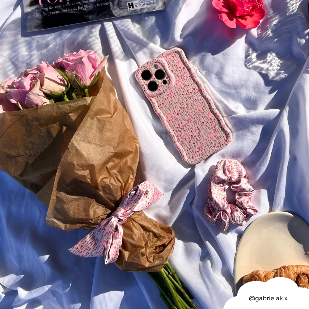 Wavy Phone Case - Peony Bow