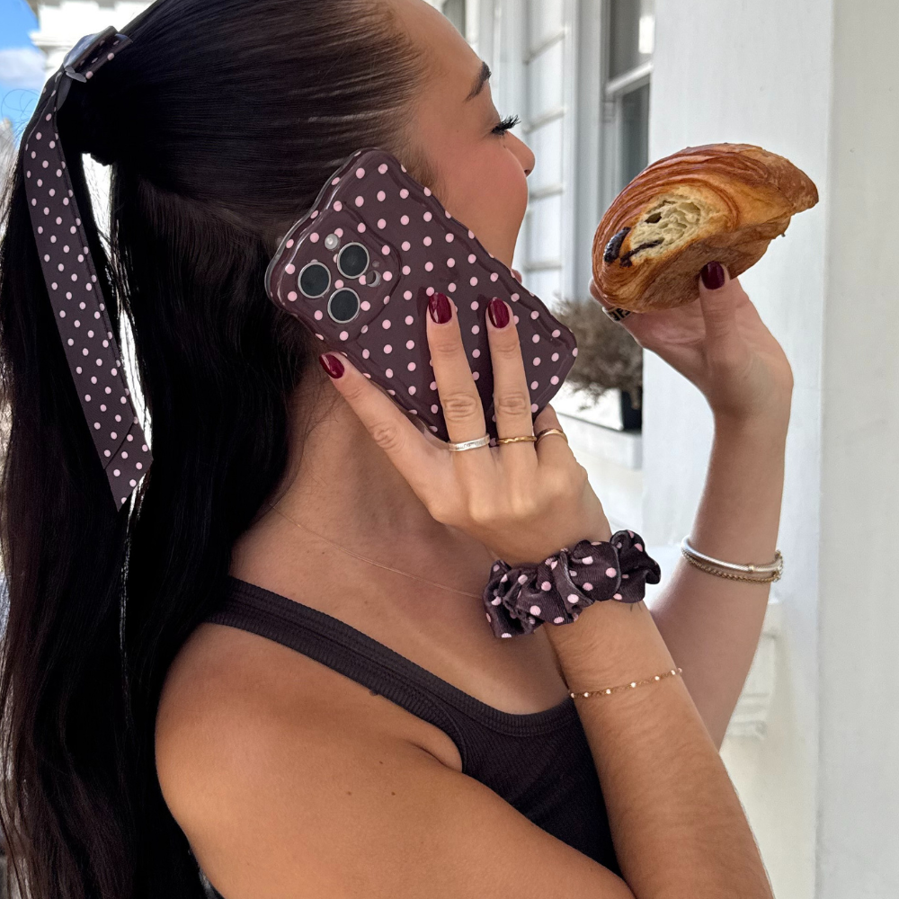 Kahverengi Puantiyeli Saç Tokası 