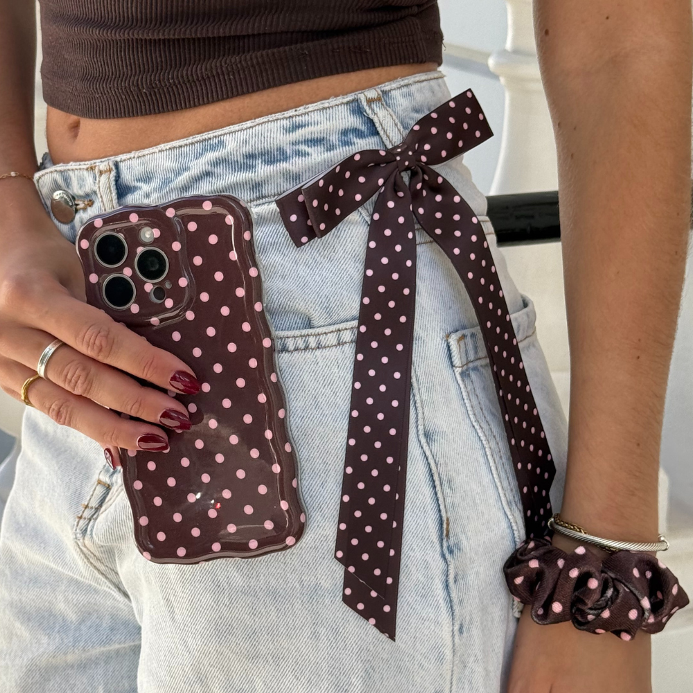 Kurdeleli Fiyonk Toka - Kahverengi Puantiyeli