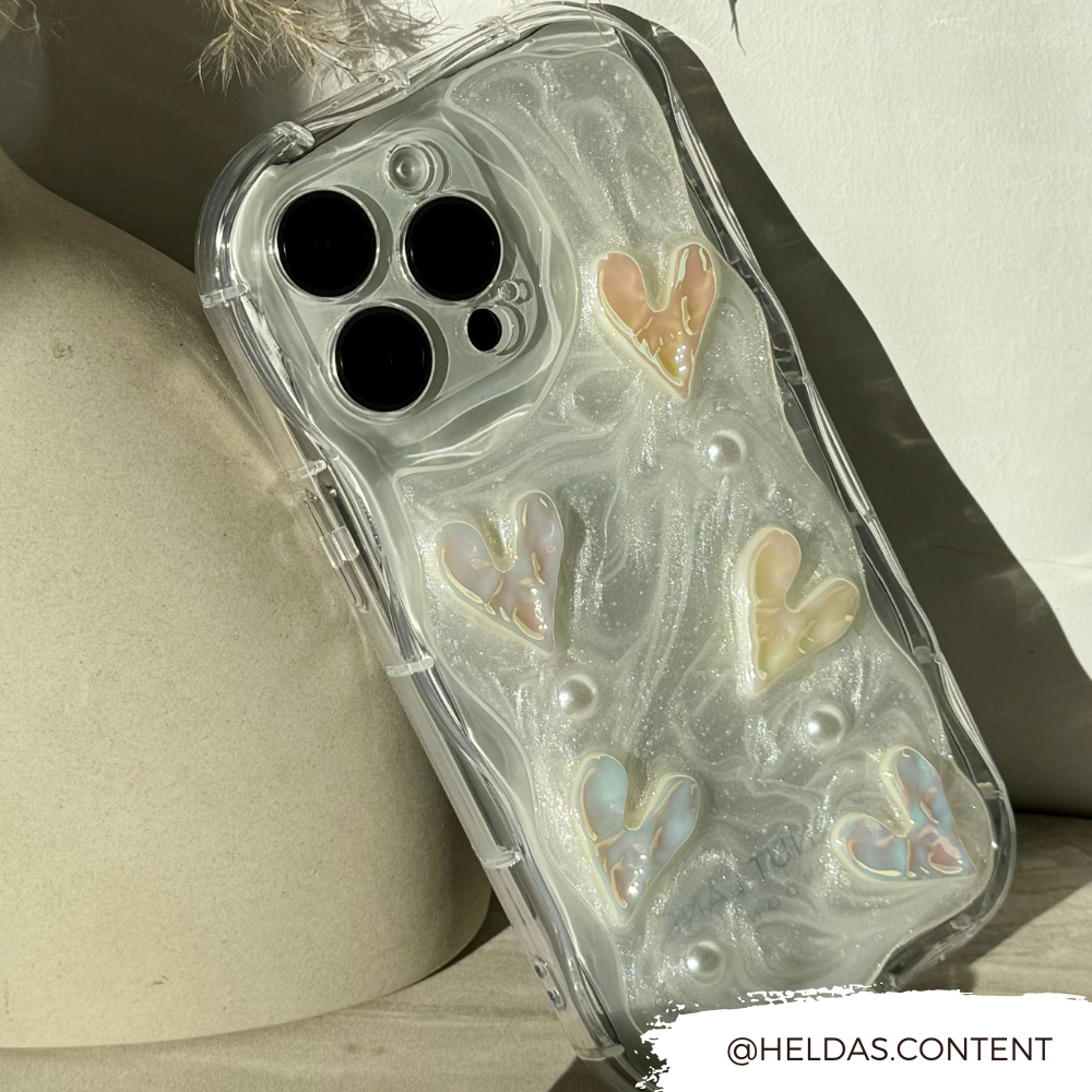 İnci Kalpli Telefon Kılıfı - Şeffaf