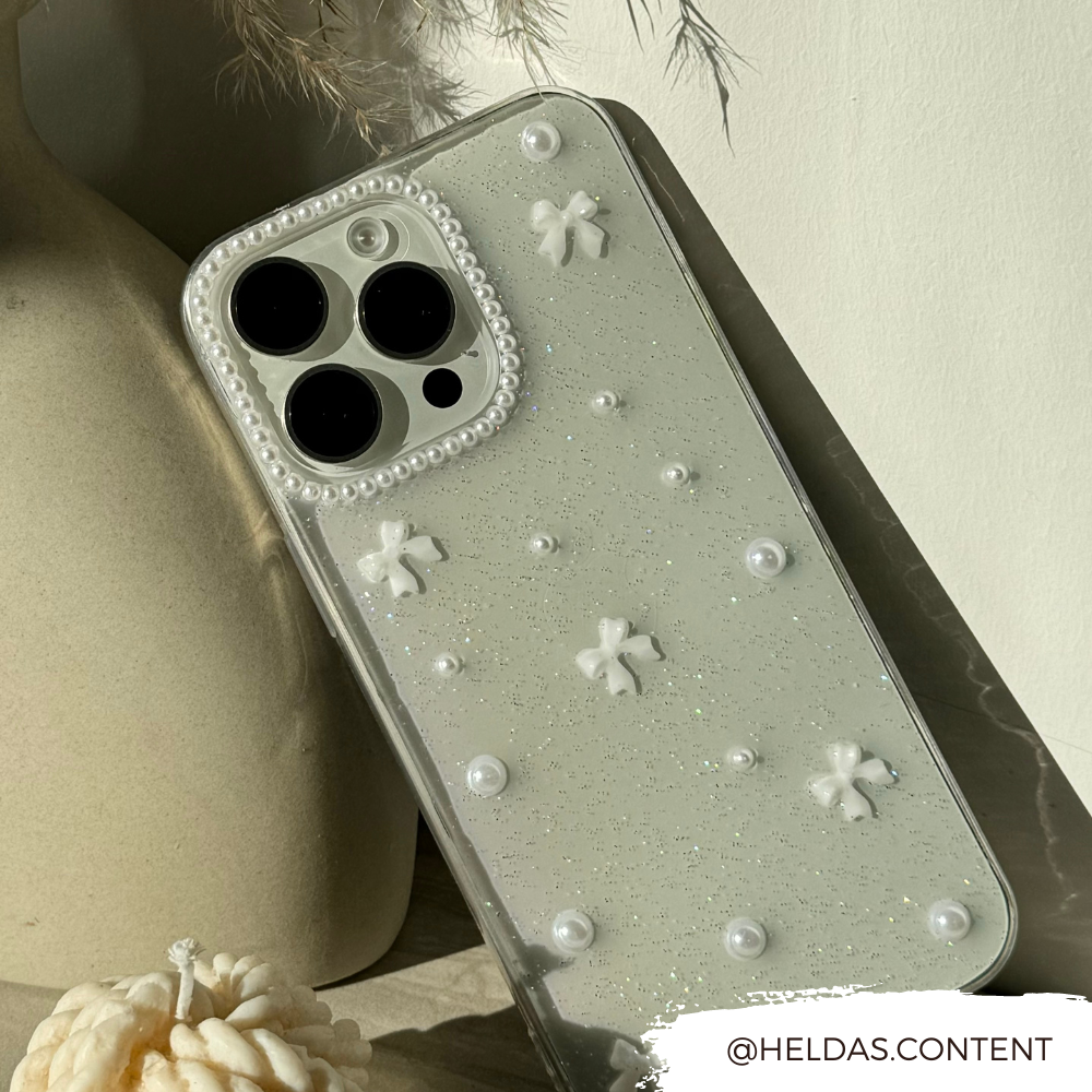 Mini Beyaz Kurdeleli Telefon Kılıfı