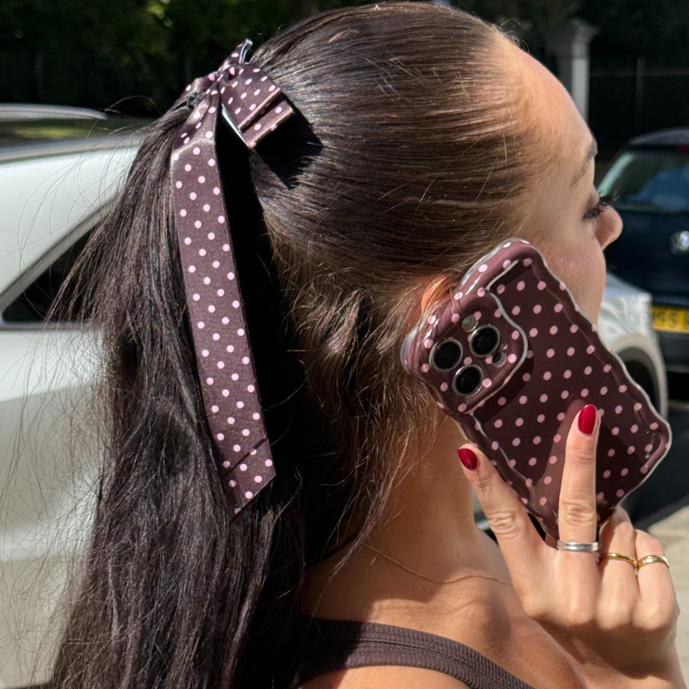 Kurdeleli Fiyonk Toka - Kahverengi Puantiyeli