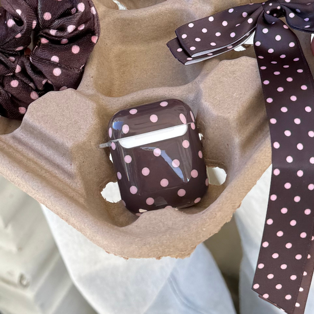 Airpods Kılıfı - Kahverengi Puantiyeli