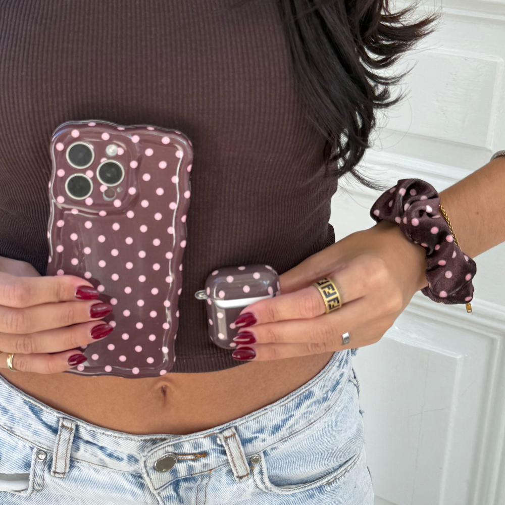 Airpods Kılıfı - Kahverengi Puantiyeli