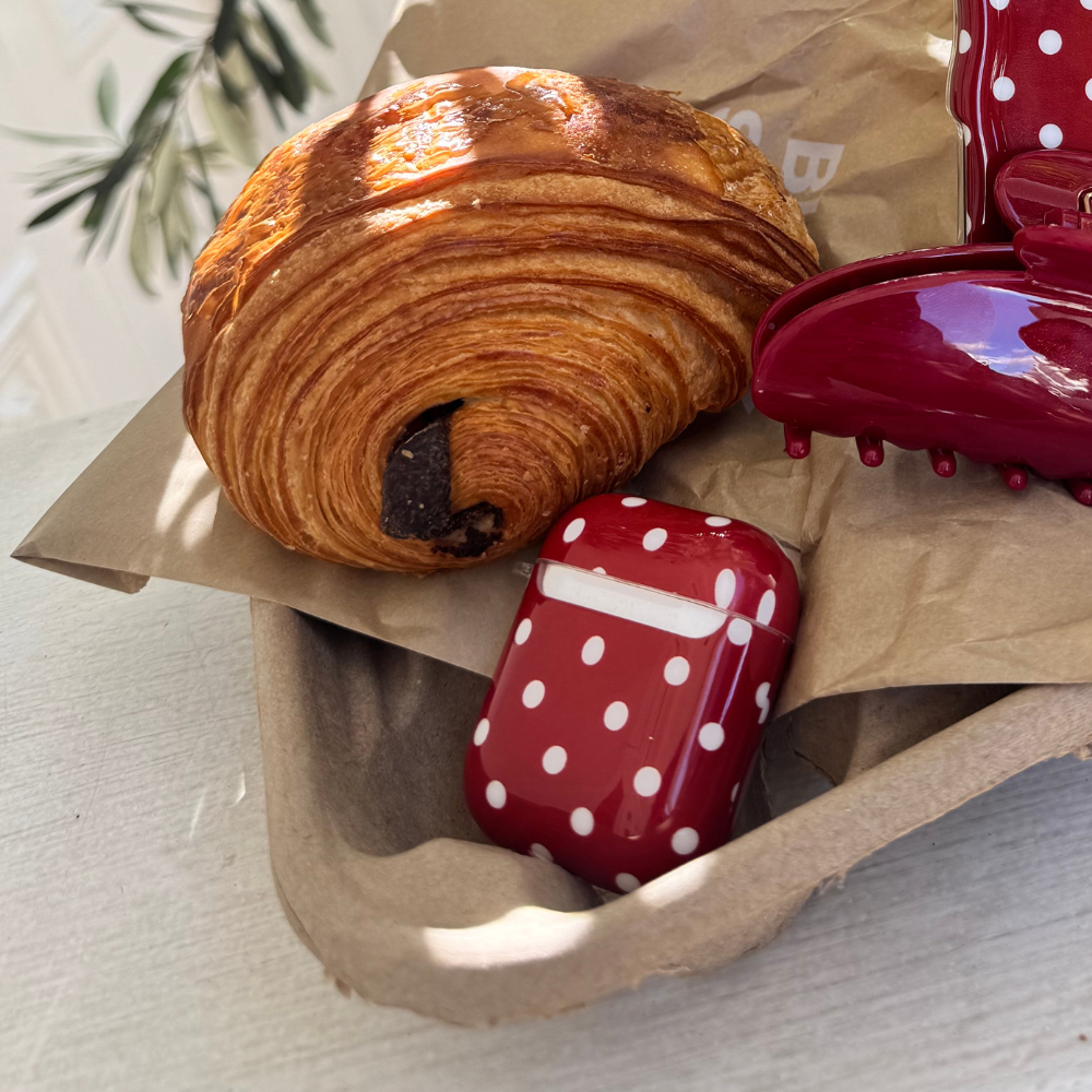 Airpods Kılıfı - Bordo Puantiyeli