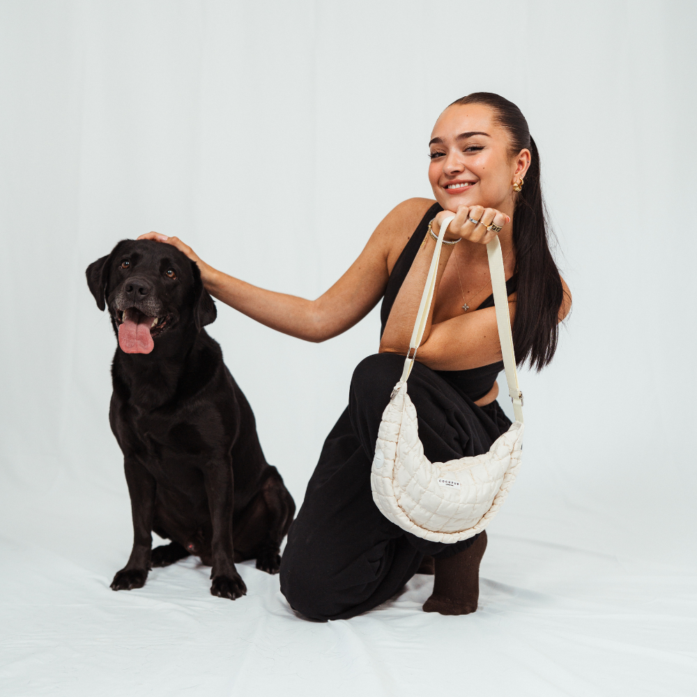 Çapraz Askılı Hilal Şekilli Köpek Gezdirme Çantası Seti - Bulut