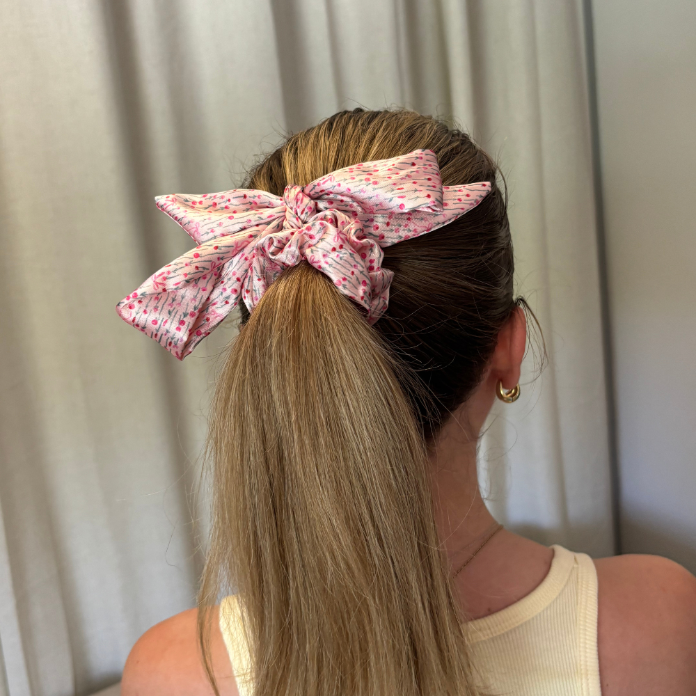 Satin Bow Scrunchie - Peony Bow