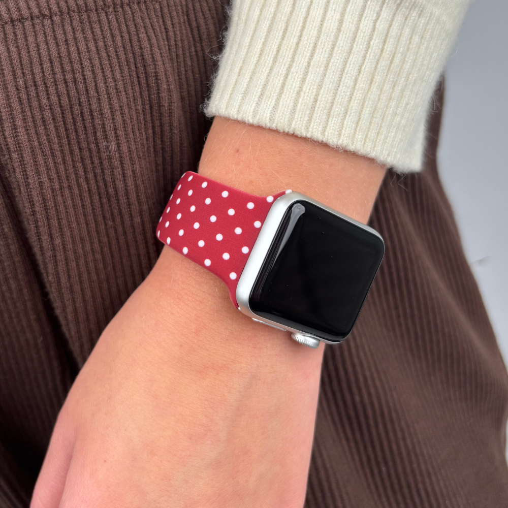Bordo Puantiyeli Apple Watch Kayışı