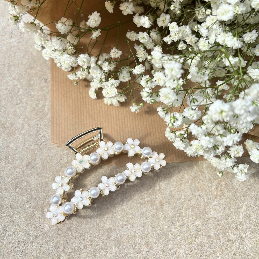 Çiçekler ve İnciler Pençe Klipsi