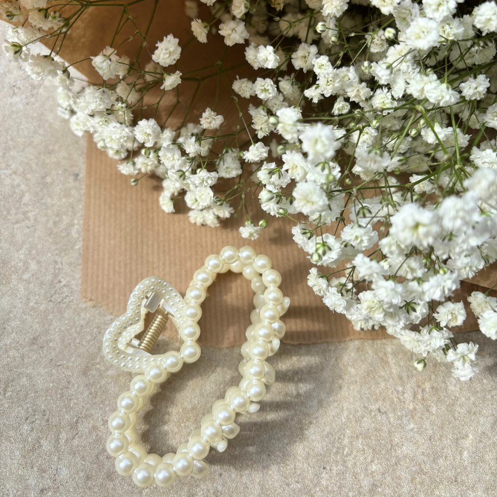 İnci Kalp Pençe Klipsi