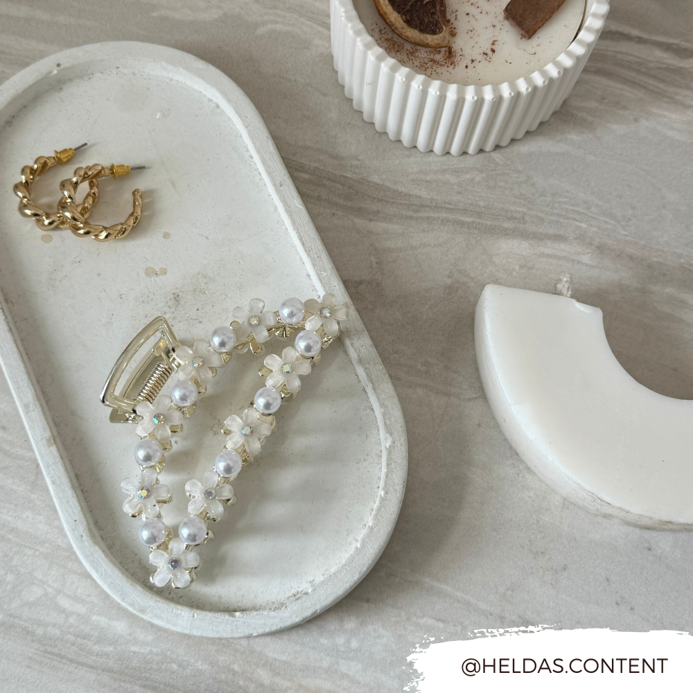 Çiçekler ve İnciler Pençe Klipsi