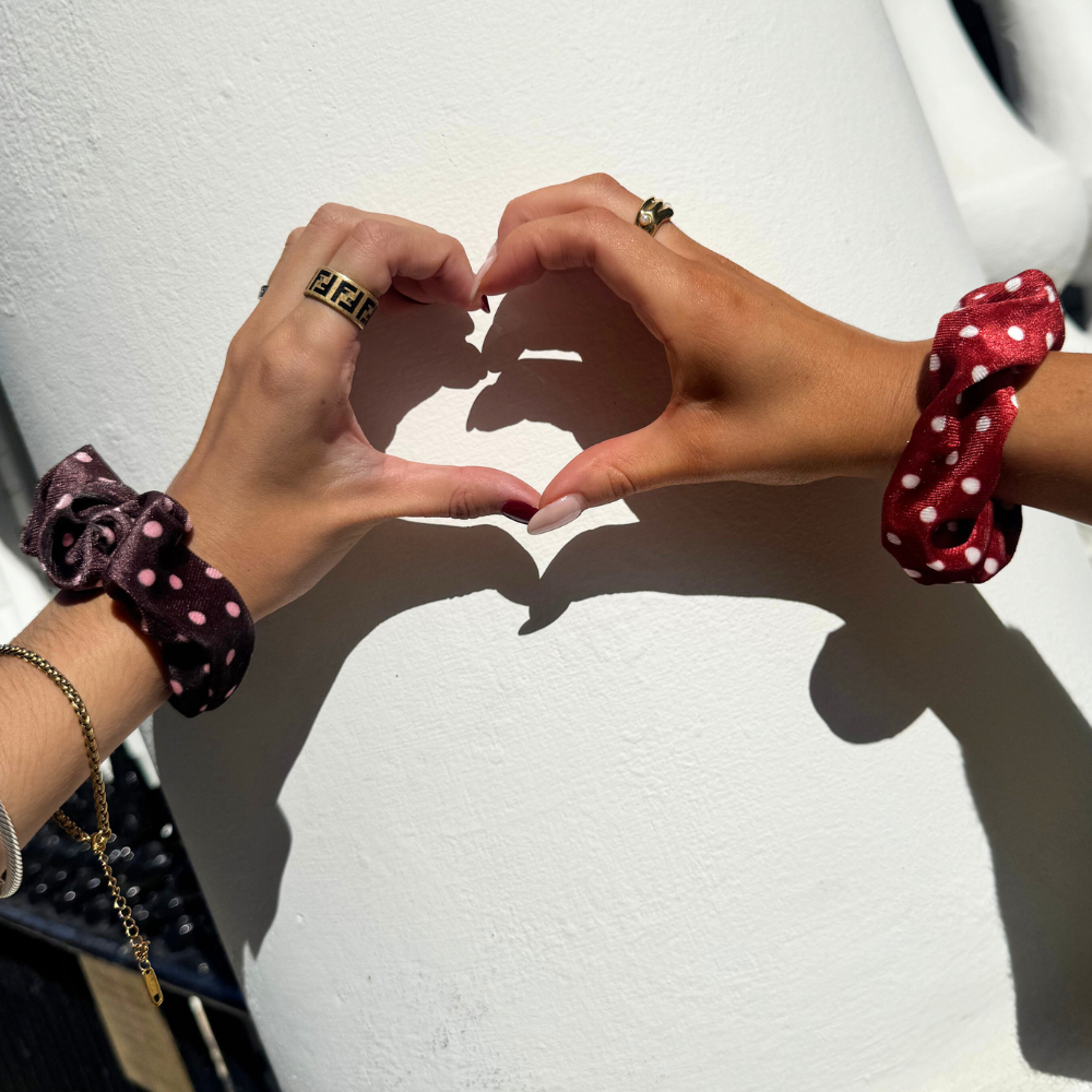 Bordo Puantiyeli Saç Tokası 