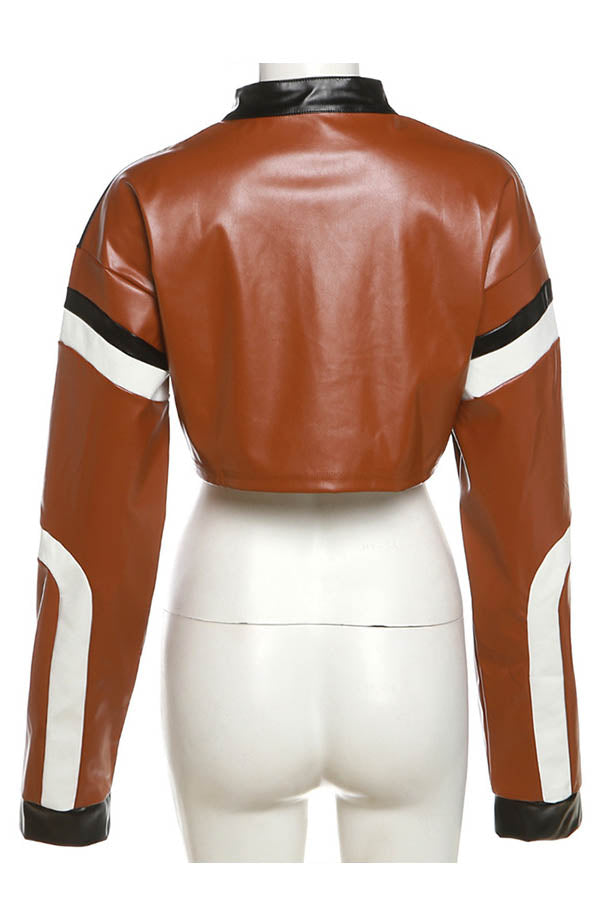 Embroidered Biker Faux Leather Jacket